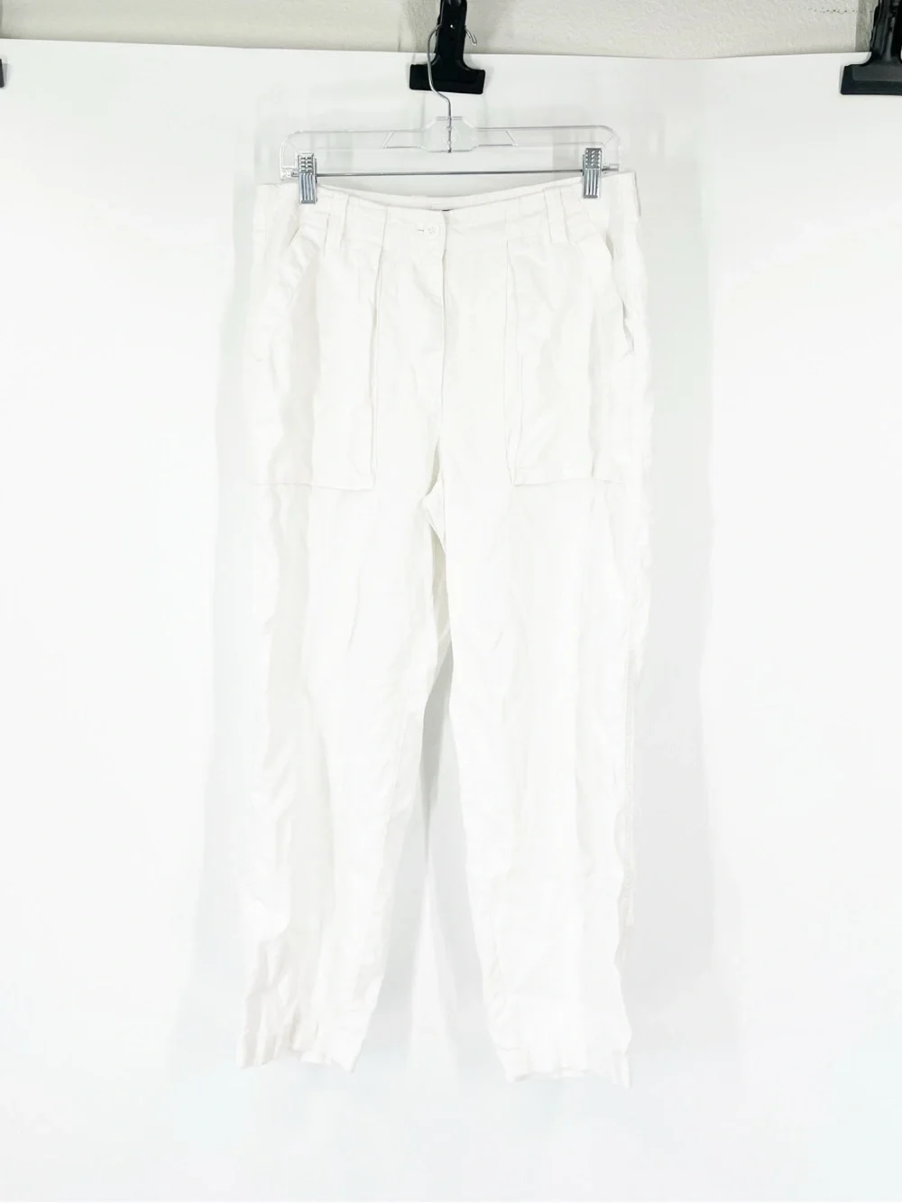 J. Crew Seaside Cargo Pants in Linen-Tencel Lyocell Blend White